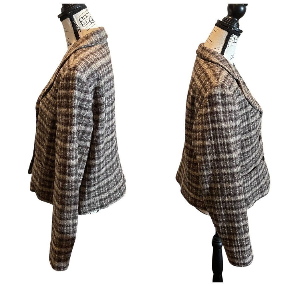 Pendleton Tweed Wool Silk Blazer Jacket Brown Beige Size 16 NWOT Vintage preppy - Picture 3 of 10